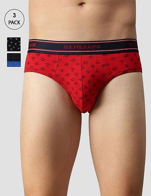 all over print cotton spandex i615 briefs - pack of 3