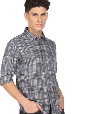 urban texture tartan check casual shirt