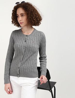 cable knit textured cardigan