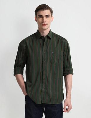 slim cotton vertical stripes shirt