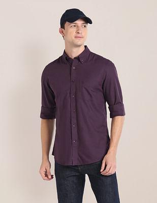 solid button down collar shirt