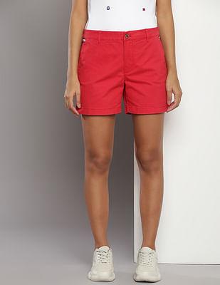 mid rise solid shorts