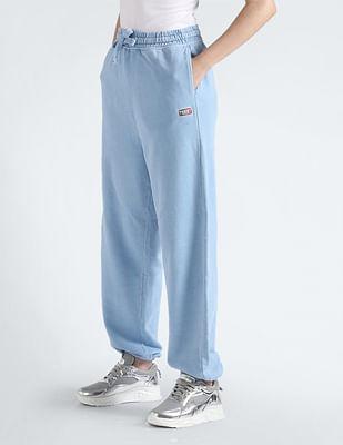 mid rise drawstring waist track pants