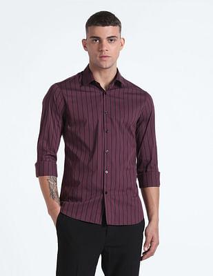 vertical stripe slim fit shirt