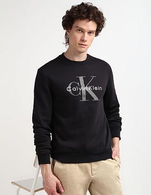 monogram fleece crew neck sweatshirt