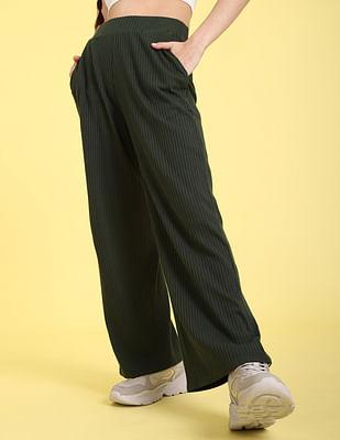 elasticized waist solid knit trousers