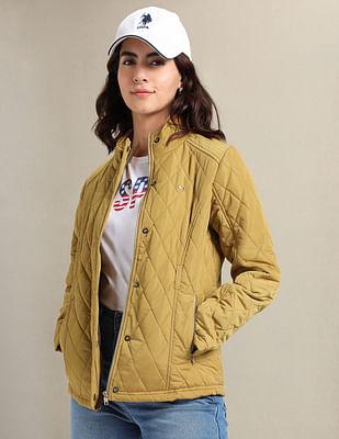 high neck solid jacket