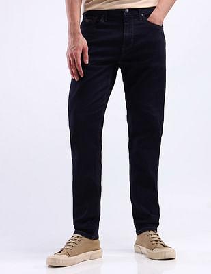 mid rise slash slim tapered fit jeans