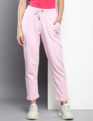 mid rise brand print heathered sweat pants