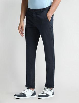 slim fit geometric patterned trousers