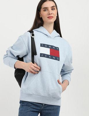 relax graphic print hood sweatshirt