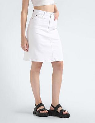 a-line high rise twill skirt