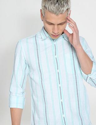 vertical stripe cotton casual shirt