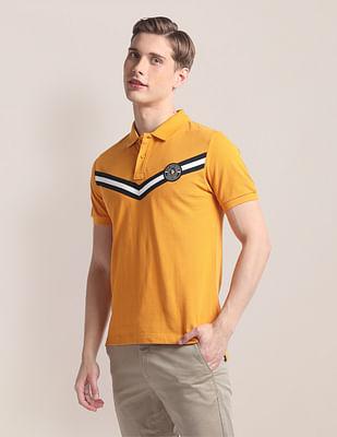 horizontal stripe pique polo shirt