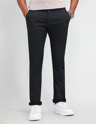 slim fit solid trousers