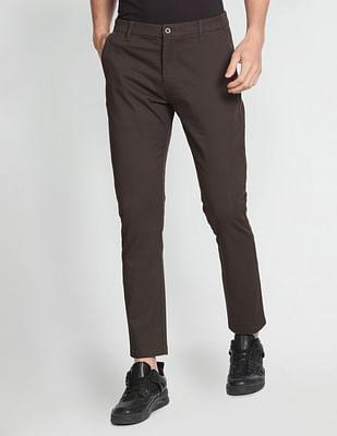 twill geometric print casual trousers