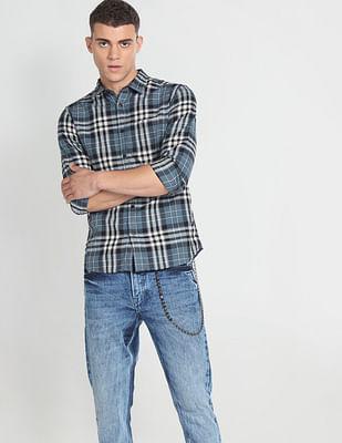 tartan check crepe shirt