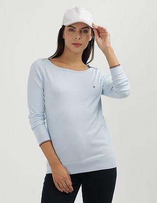 boat neck solid sweater