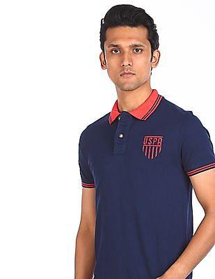 brand print pique polo shirt