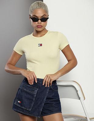 slim badge ribbed t-shirt