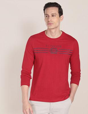 long sleeve brand print cotton t-shirt