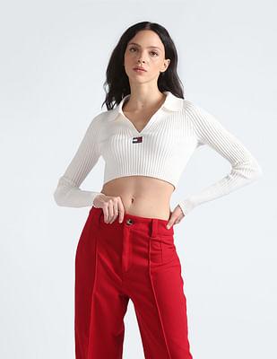 sustainable logo badge cropped sweater