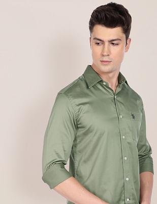 sateen solid cotton casual shirt