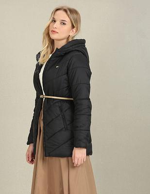 longline puffer hooded jacket