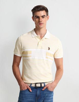 horizontal stripe muscle fit polo shirt