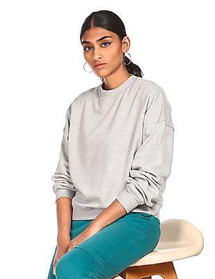 grey drop shoulder heathered sweatshirt