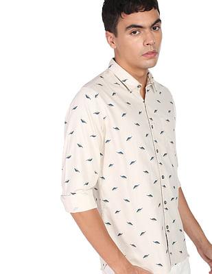 geometric print twill weave shirt