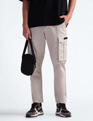 twill solid cargo trousers