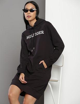 brand embroidered sweatshirt dress