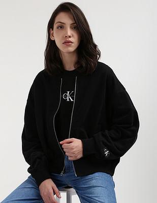 woven label relaxed bomber jacket