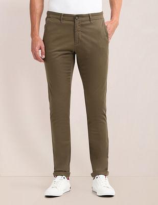 austin slim fit solid trousers