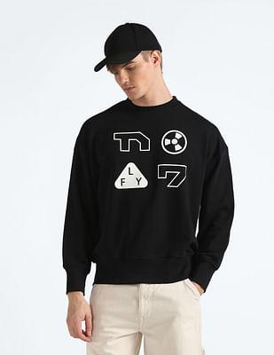 crew neck rear graphic print sweatshirt