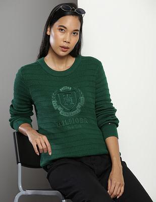 brand embroidered cotton sweater