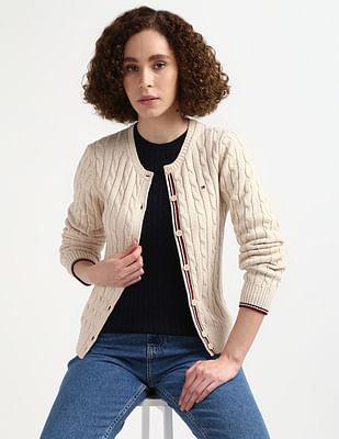 sustainable cotton cable cardigan