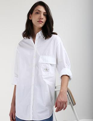 cotton relaxed utility shirt