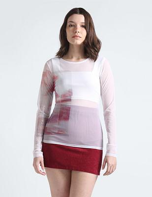 diffused graphic mesh t-shirt