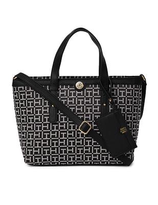 square monogram jacquard shopper bag