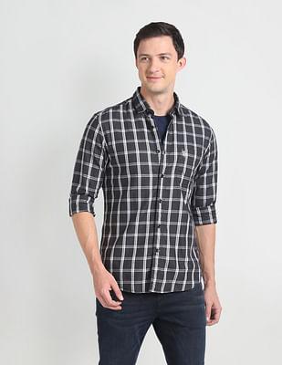 tartan check slim fit shirt