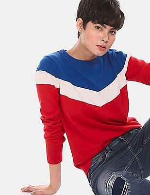 crew neck colour block sweater