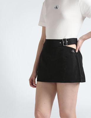 cut out shiny mini skirt