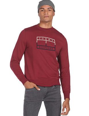 men red embroidered knitted sweatshirt