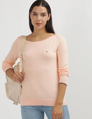 boat neck solid sweater