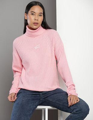 turtle neck signature logo sweater