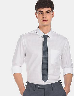 woven check cotton formal shirt