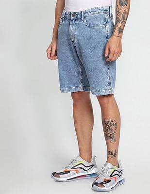 mid rise acid wash shorts