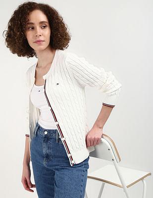 cable knit textured cardigan